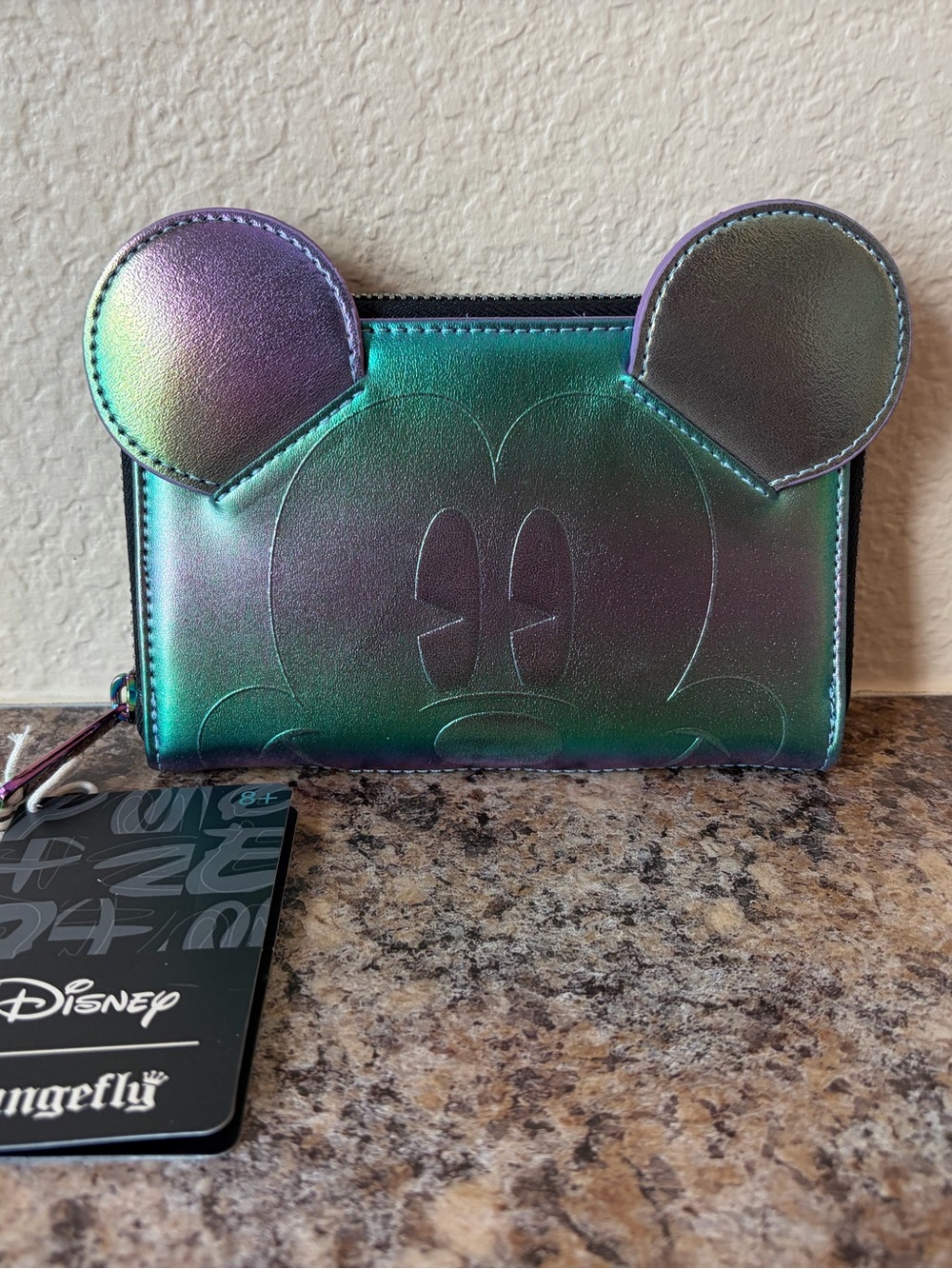 💜Loungefly Disney Mickey Oil Slick Iridescent Cosplay Zip Wallet